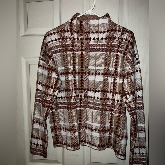 Rachel Zoe Plaid Houndstooth Mock Neck Sweater - Picture 1 of 4